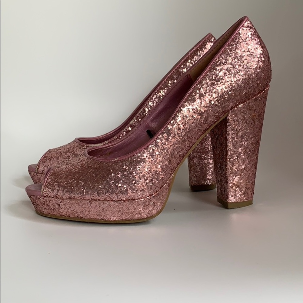 HM pink glitter heels size 7